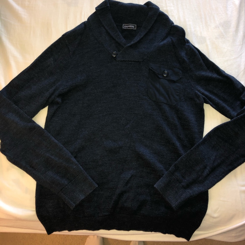 Men’s Medium Express Cardigan Blue Sweater